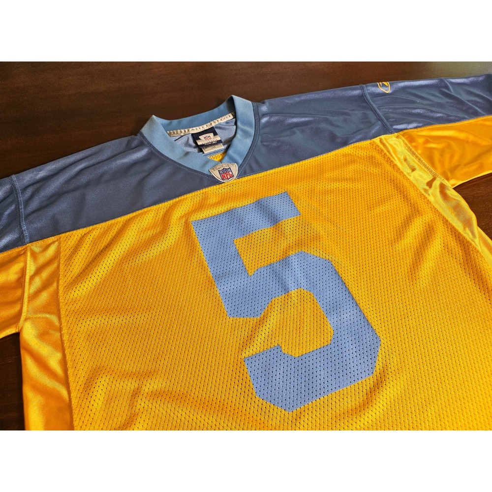 Reebok Football Jersey Mens L Yellow Blue McNabb 5 Eagles 75th Anniversary 7012A